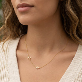Double Sideways Initial Necklace in Gold or Silver