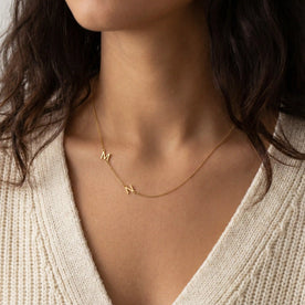 Double Sideways Initial Necklace in Gold or Silver