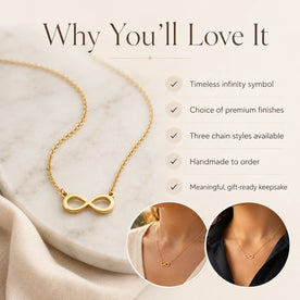 Infinity Necklace for Women in Gold, Silver & Vermeil