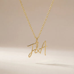 Personalised Double Initial Necklace with Ampersand – Gold & Silver