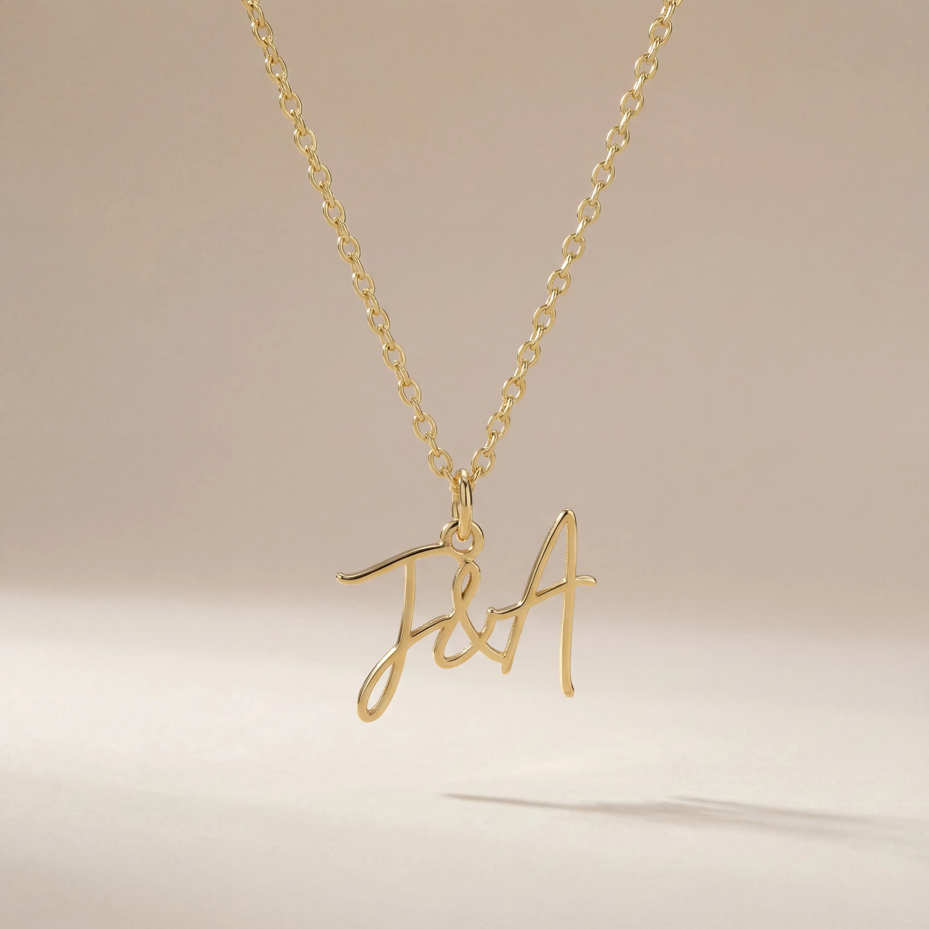 Personalised Double Initial Necklace with Ampersand – Gold & Silver