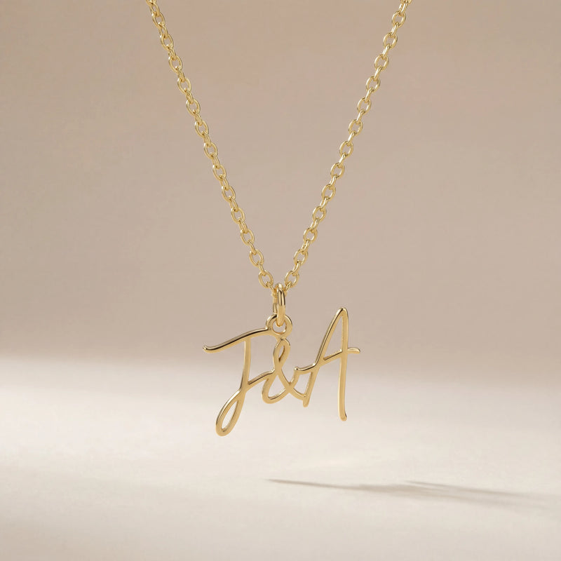 Personalised Double Initial & Ampersand Necklace