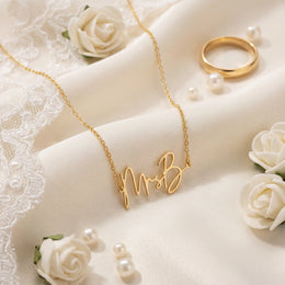 Personalised Mrs Necklace | Bridal Gift in Gold & Silver