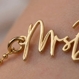 Custom Mrs Name Bracelet – Gold or Silver Personalised Bridal Jewellery