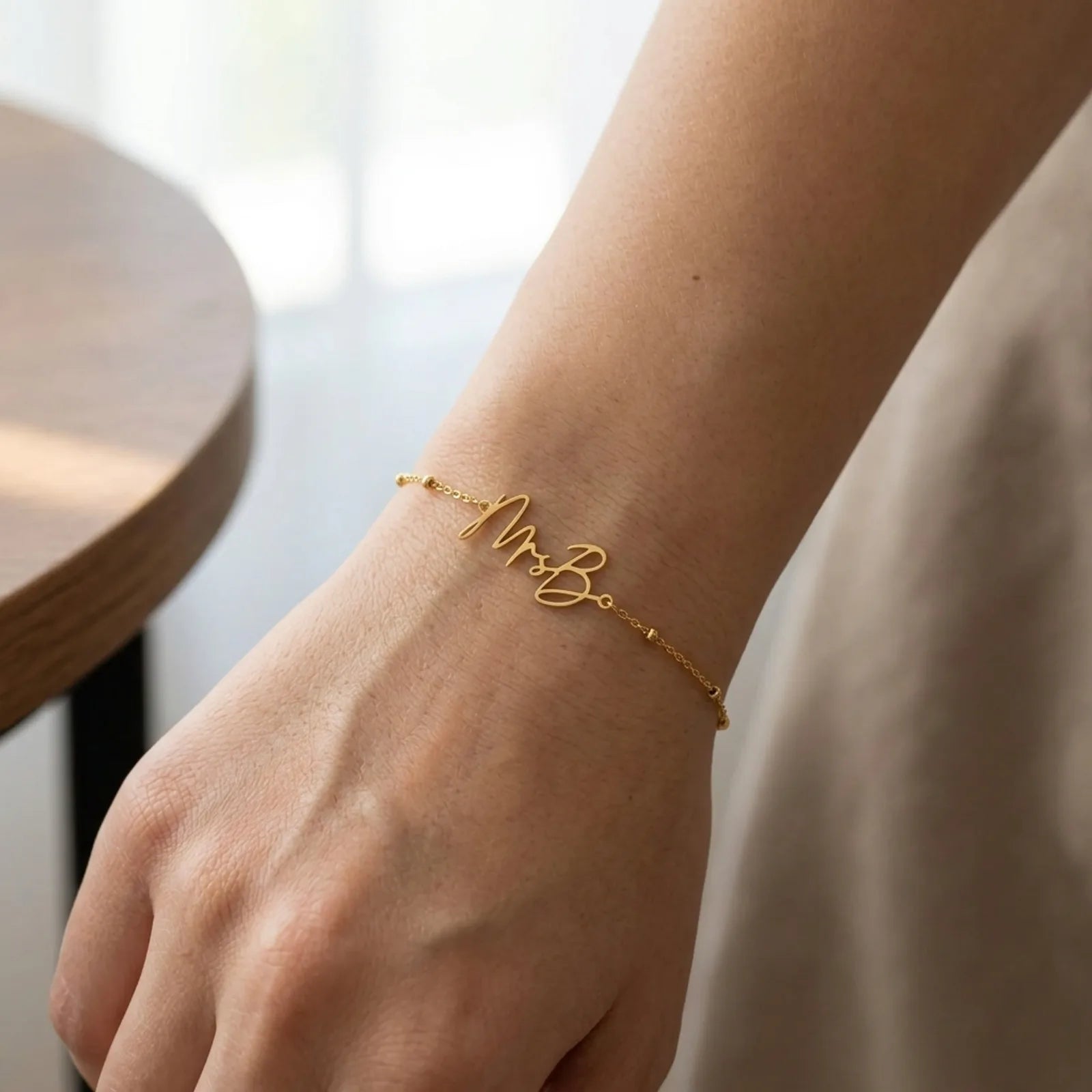 Custom Mrs Name Bracelet – Gold or Silver Personalised Bridal Jewellery