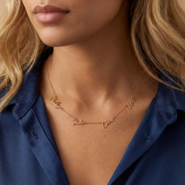 Personalised Four Name Necklace | Gold & Silver Jewellery