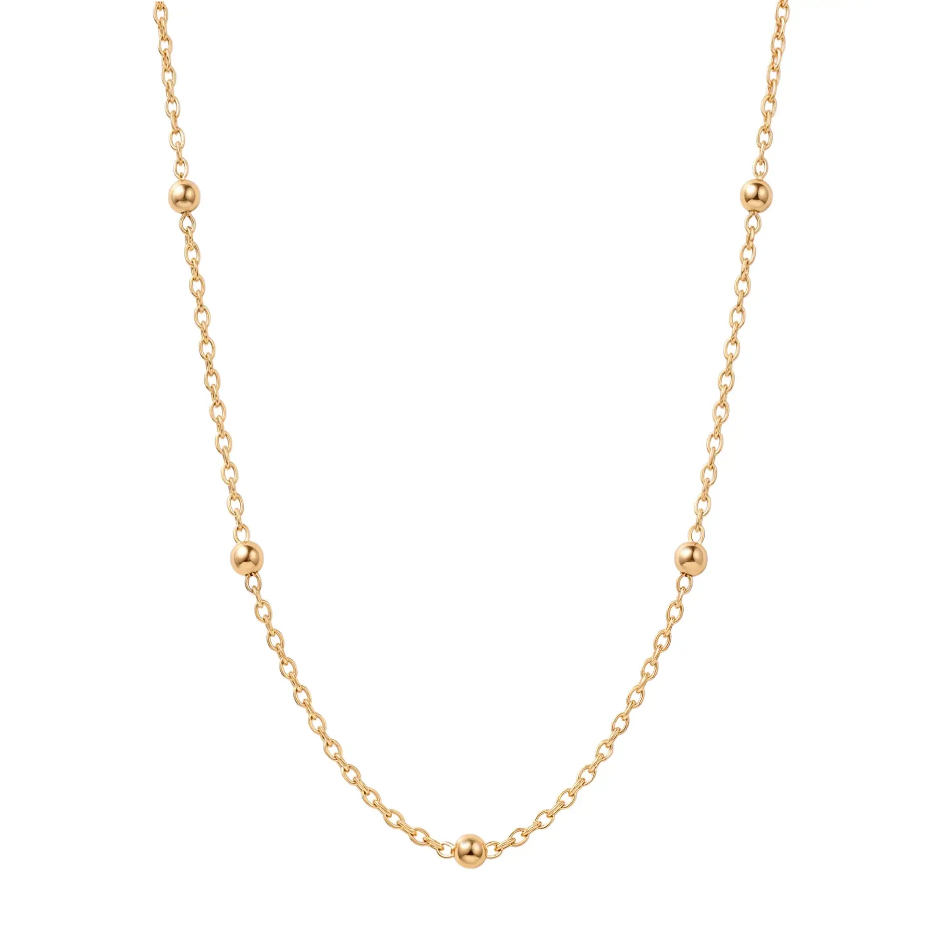 Satellite Ball Curb Chain in 18ct Gold or Sterling Silver – Fine Layering Chain 14" to 20"