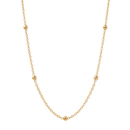 Satellite Ball Curb Chain in 18ct Gold or Sterling Silver – Fine Layering Chain 14" to 20"