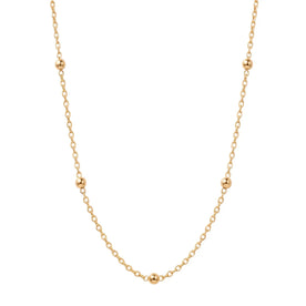 Satellite Ball Curb Chain in 18ct Gold or Sterling Silver – Fine Layering Chain 14" to 20"