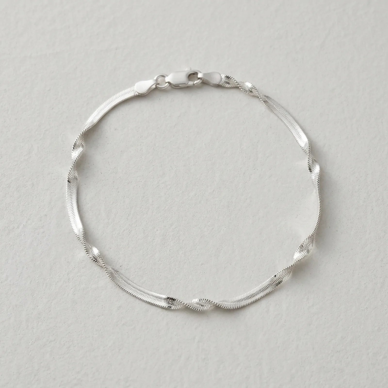 Grooved Herringbone Twist Bracelet in Gold or Silver