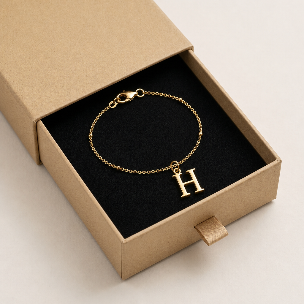 H Bracelet | Initial & Letter H Charm, Gold & Silver