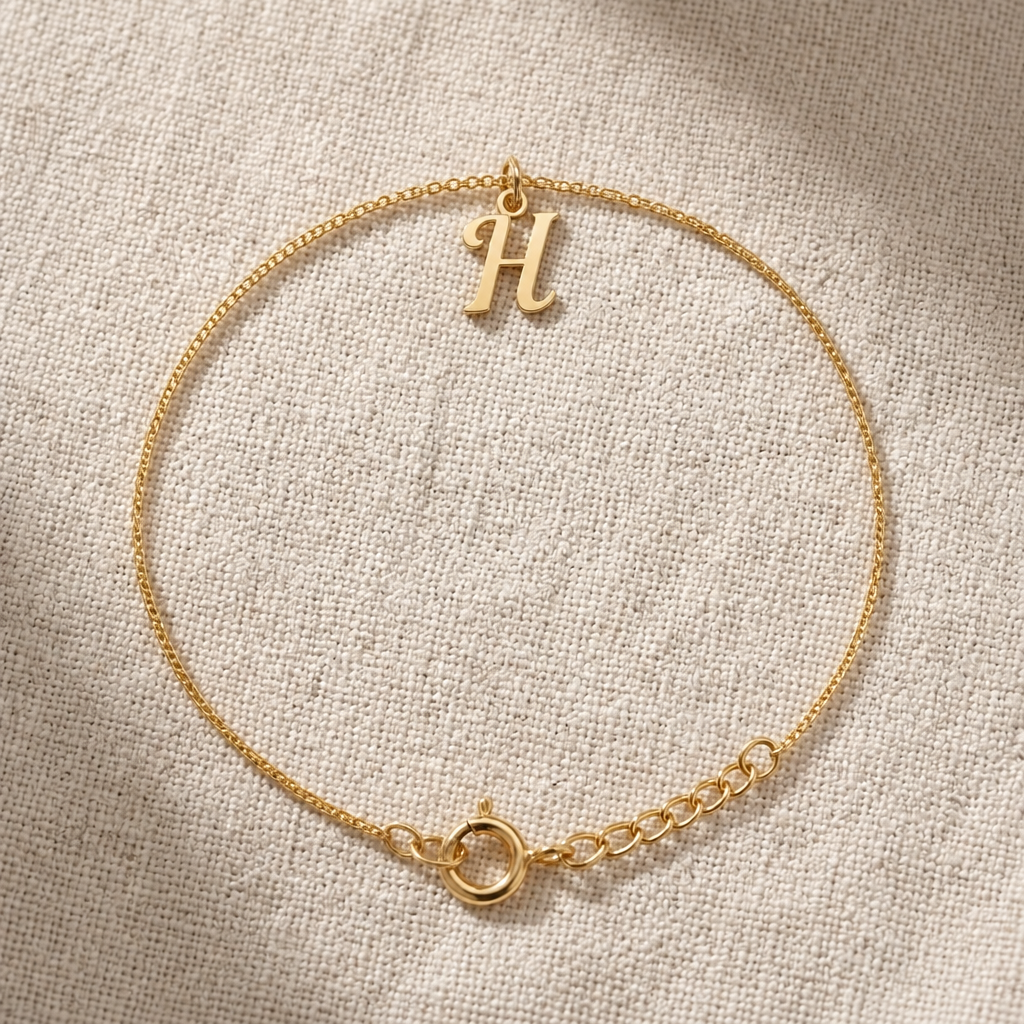 H Bracelet | Initial & Letter H Charm, Gold & Silver