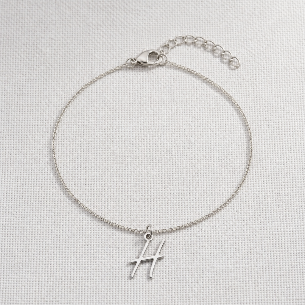 H Bracelet | Initial & Letter H Charm, Gold & Silver
