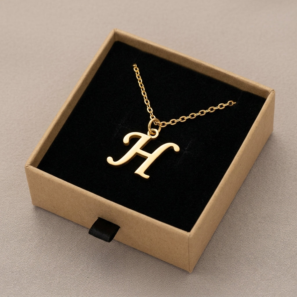 H Necklace | Initial & Letter H Pendant, Gold & Silver