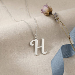 H Necklace | Initial & Letter H Pendant, Gold & Silver