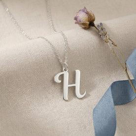 H Necklace | Initial & Letter H Pendant, Gold & Silver