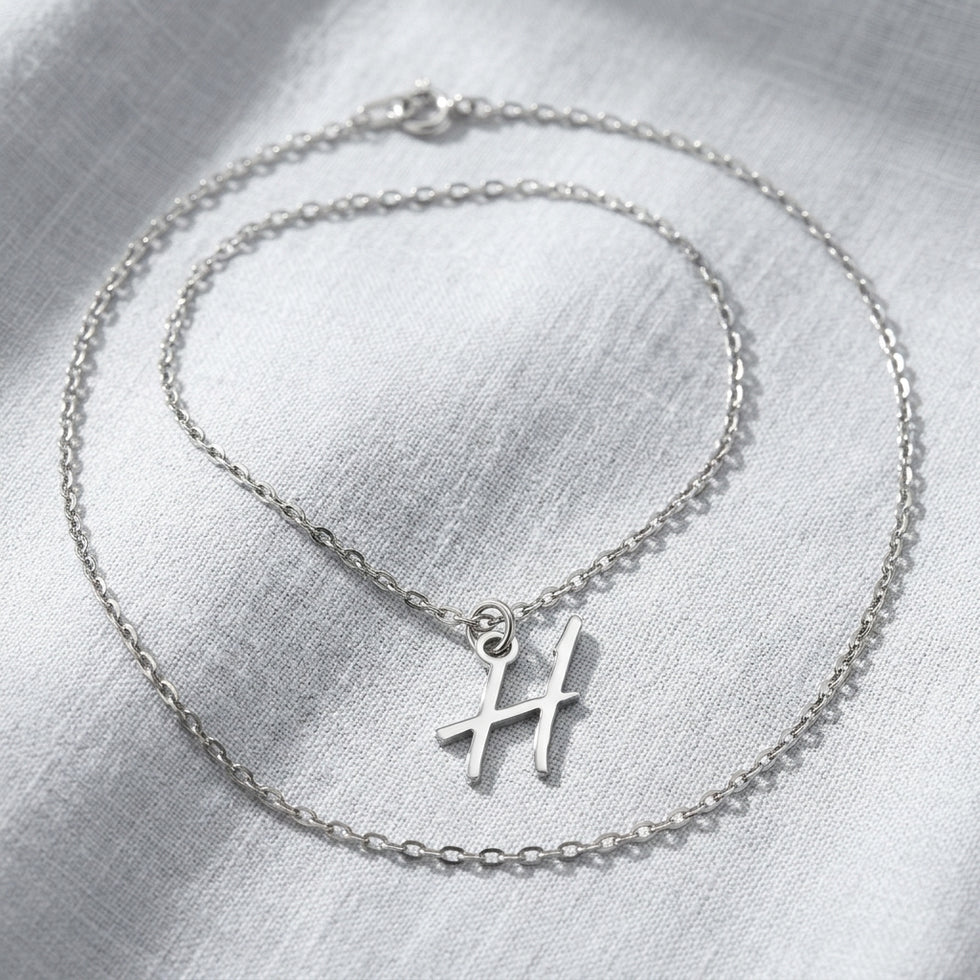 Collier H | Pendentif initiale et lettre H, or et argent