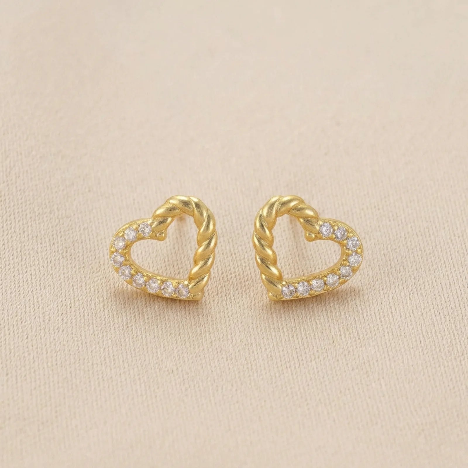 Half Twist Open Heart Stud Earrings
