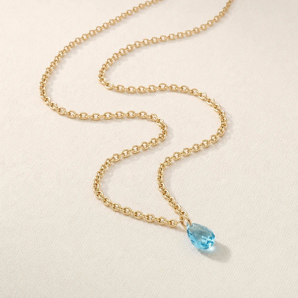 Birthstone Crystal Drop Necklace in Gold or Silver | HBD