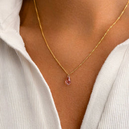 Birthstone Crystal Drop Necklace in Gold or Silver | HBD