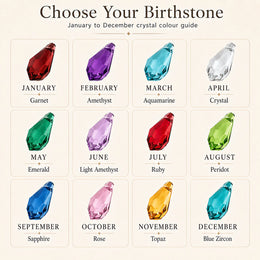 Birthstone Crystal Drop Necklace in Gold or Silver | HBD