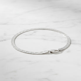 Greek Key Herringbone Bracelet in Silver or Gold – 18.5cm