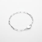 HeyBigDay Bracelet Sterling Silver / 19cm Heart Padlock Paper Chain Bracelet