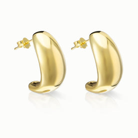Sterling Silver Crescent Hoop Earrings – Bold Chunky Statement Hoops for Women