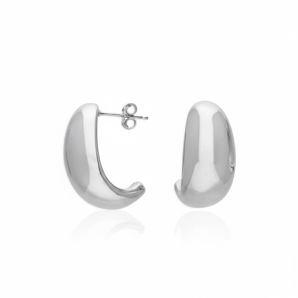 Earrings Crescent Stud Earrings HBD Crescent Stud Earrings in Silver or Gold – Bold Sculptural Design