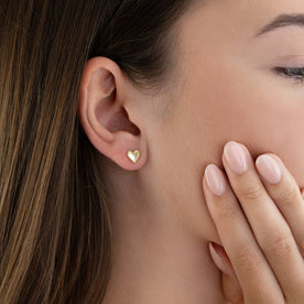 Heart Stud Earrings with Beaded Edge – Elegant Everyday Jewellery