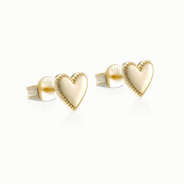 Heart Stud Earrings with Beaded Edge – Elegant Everyday Jewellery