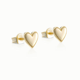 Heart Stud Earrings with Beaded Edge – Elegant Everyday Jewellery