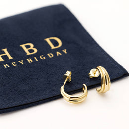 Graduated Line Trio Hoop Earrings – Modern Polished Hoops in Gold or Silver