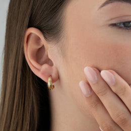 Graduated Line Trio Hoop Earrings – Modern Polished Hoops in Gold or Silver