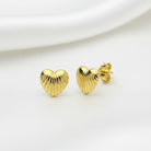 HeyBigDay Earrings Ribbed Heart Stud Earrings