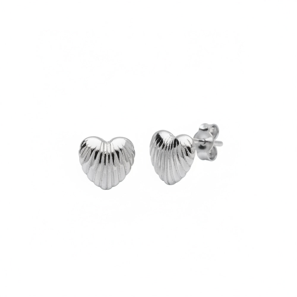 HeyBigDay Earrings Ribbed Heart Stud Earrings
