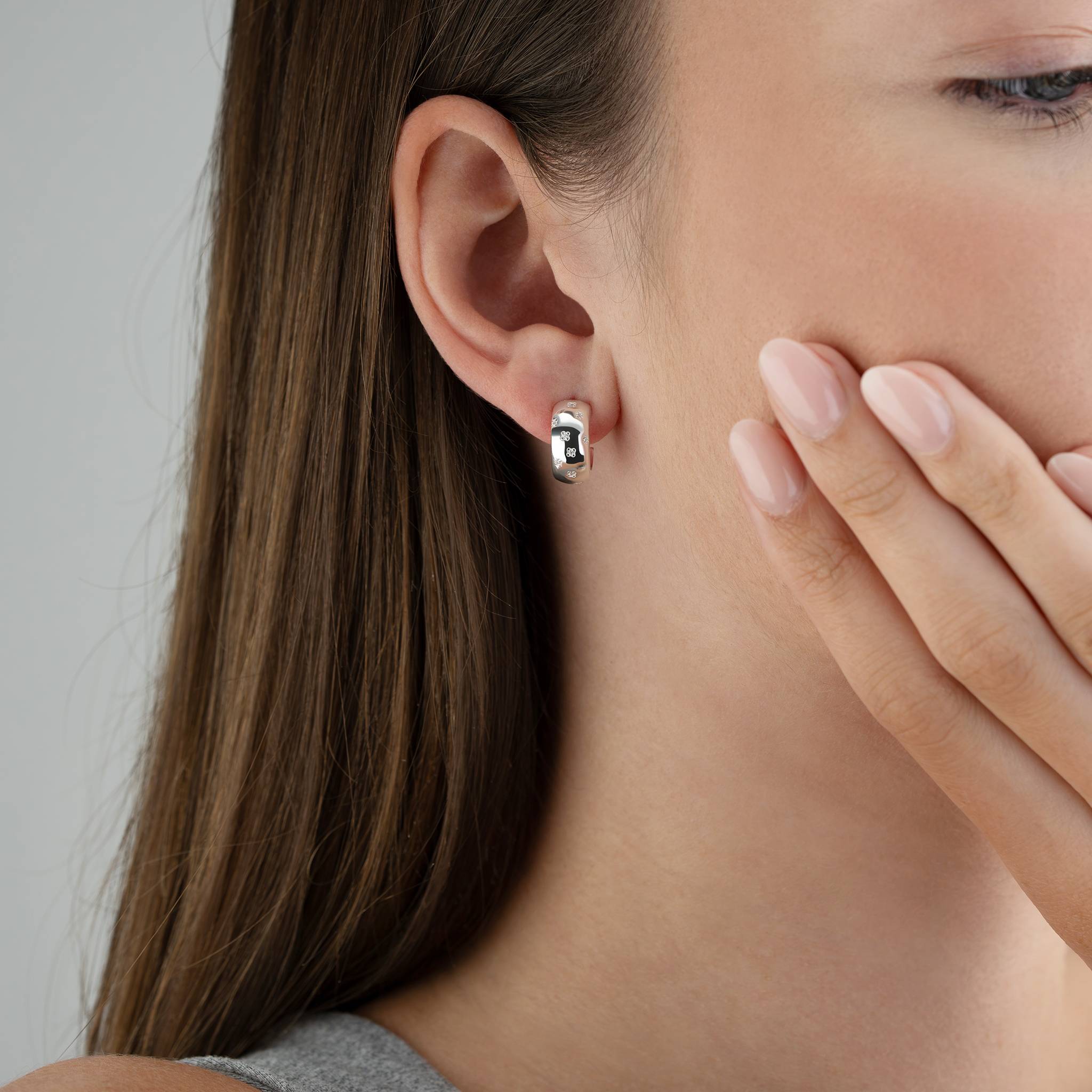 HeyBigDay Earrings Silver Zirconia Star Hoop Earrings