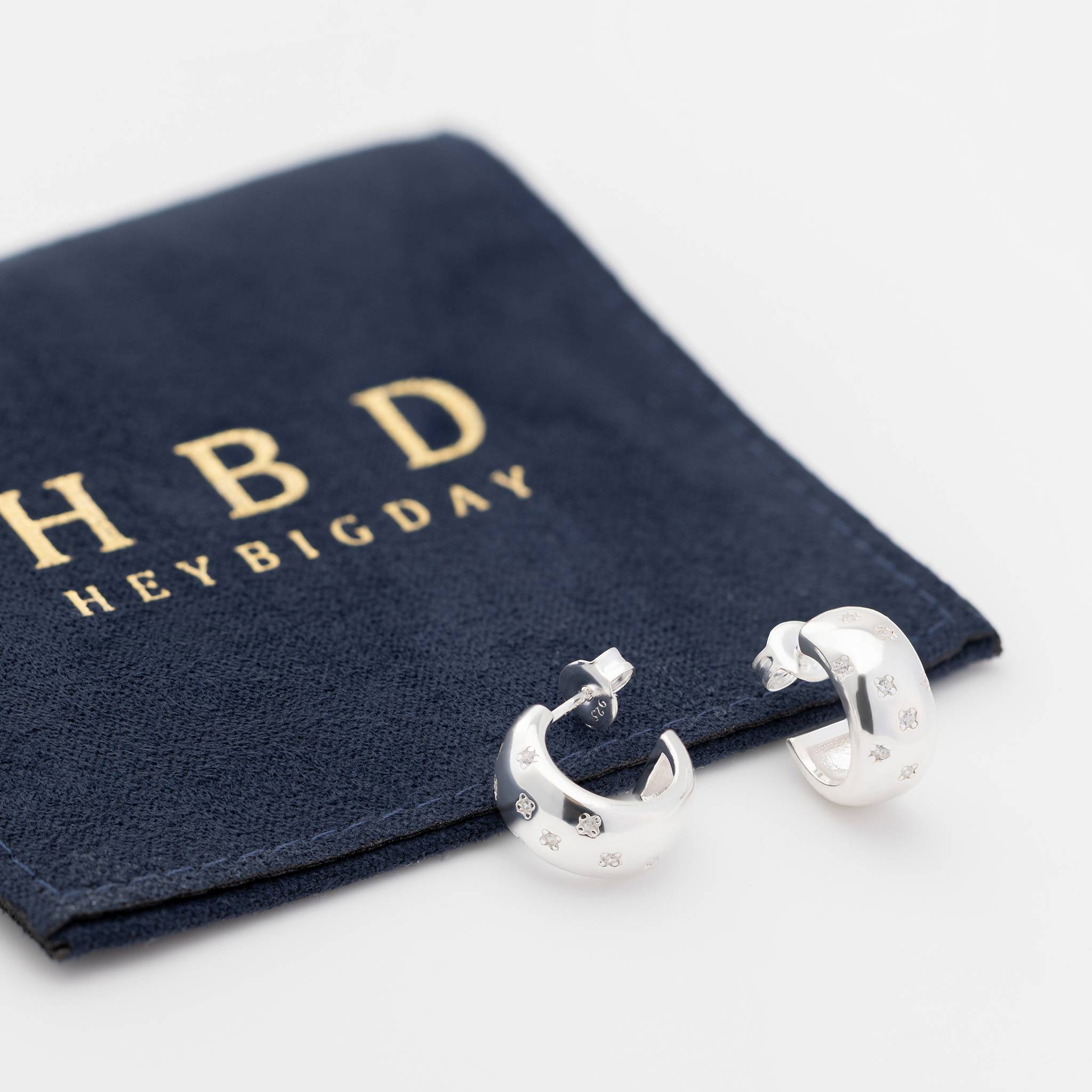 HeyBigDay Earrings Silver Zirconia Star Hoop Earrings