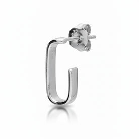 Square J Hoop Earrings in Gold or Silver – Minimalist Stud Hoops
