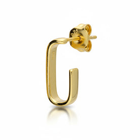 Square J Hoop Earrings in Gold or Silver – Minimalist Stud Hoops
