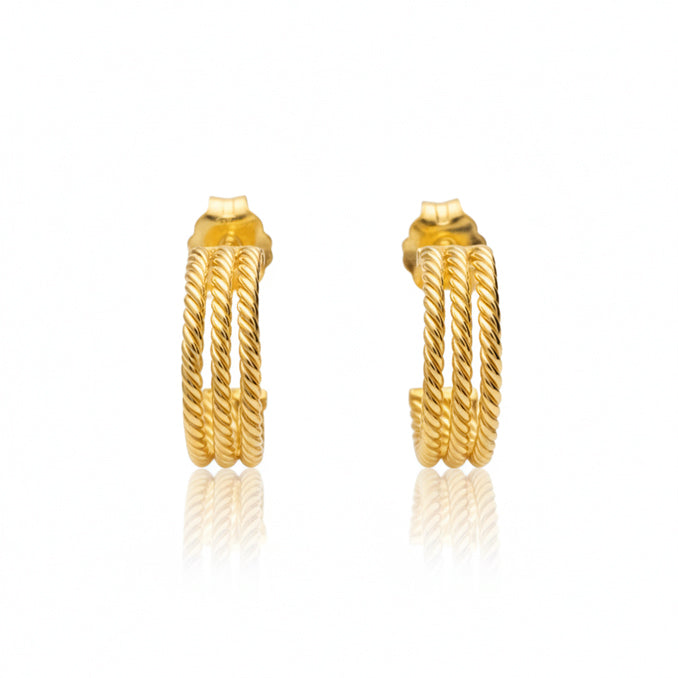 HeyBigDay Earrings Sterling Silver Triple Twist Hoop Stud Earrings