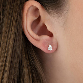 Sterling Silver Pear-Cut Stud Earrings – Elegant Cubic Zirconia Teardrop Earrings for Women