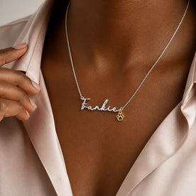Personalised Name Necklace with Paw Charm | Dog & Cat Lover Gift