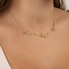 HeyBigDay Necklace 18ct Gold / Style 1 / 18" Inches Double Name with Sun Necklace