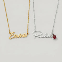 Custom Name Necklace – 9 Designs, 200+ Charms, 7 Lengths & 3 Chain Styles