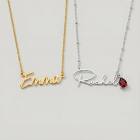 Custom Name Necklace – 9 Designs, 200+ Charms, 7 Lengths & 3 Chain Styles