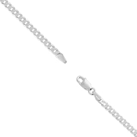 Sterling Silver Flat Curb Chain 46cm / 18in – 4mm