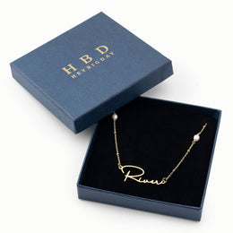 Freshwater Pearl Name Necklace – Personalised Gold or Silver Pearl Necklace, 6 Designs