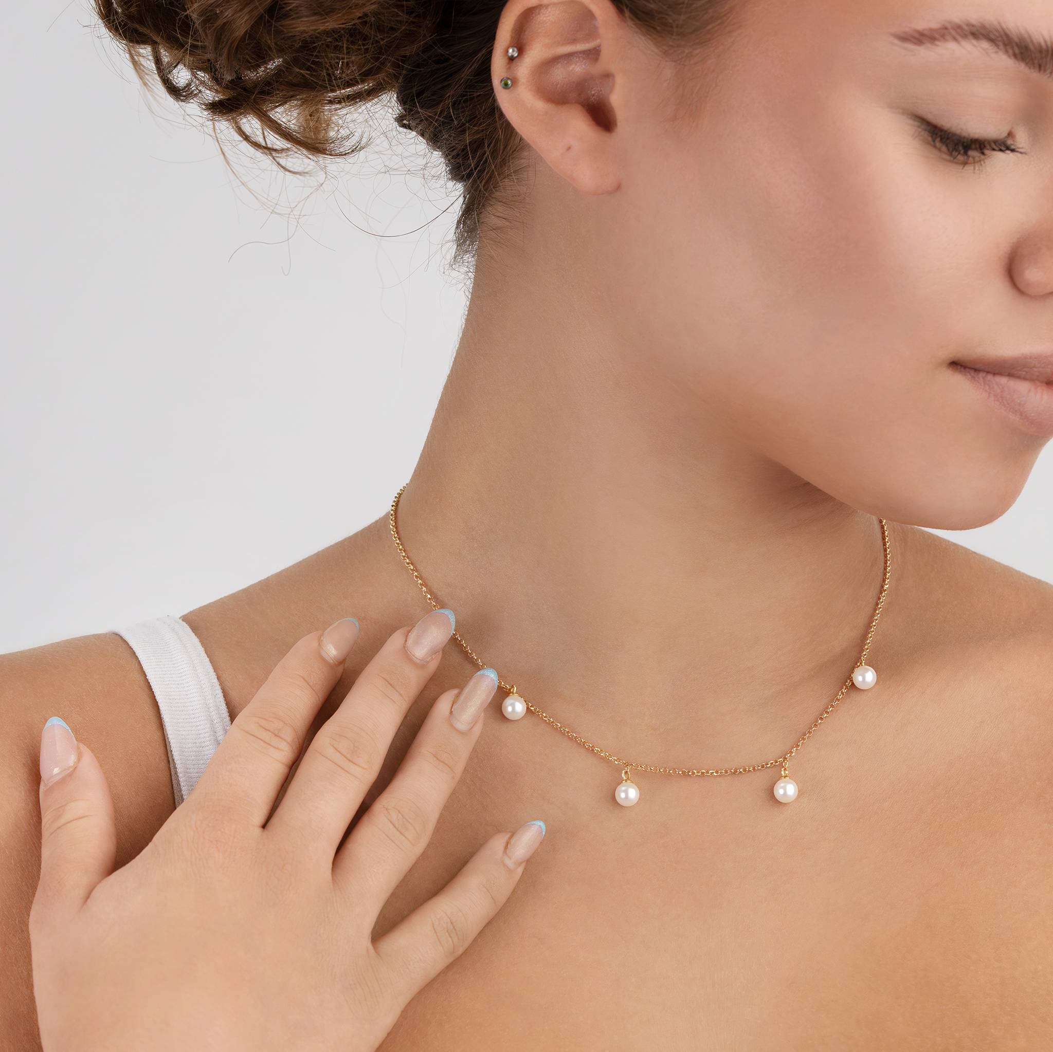 HeyBigDay Necklace Freshwater Quad Pearl Drop Necklace