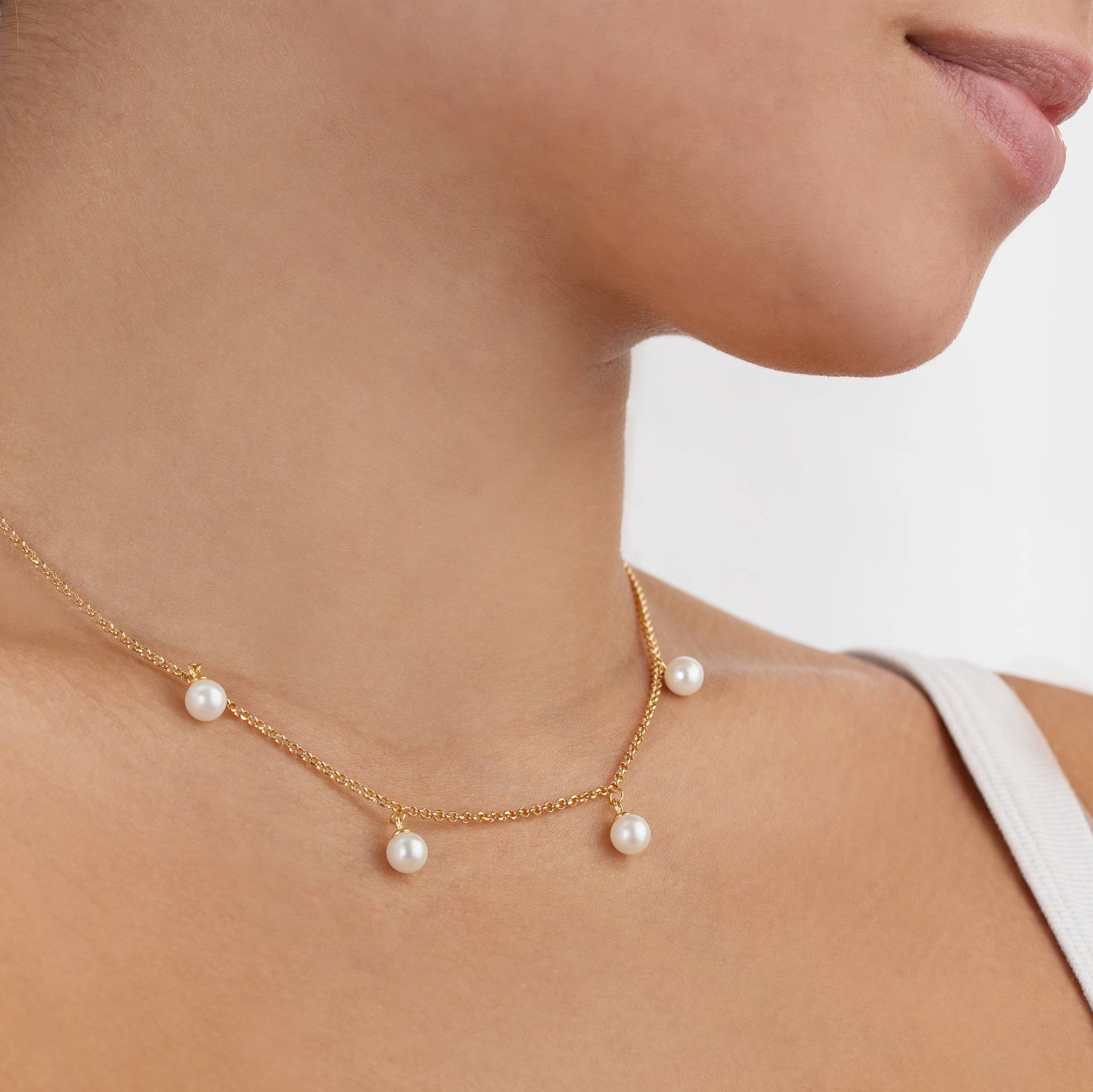 HeyBigDay Necklace Freshwater Quad Pearl Drop Necklace